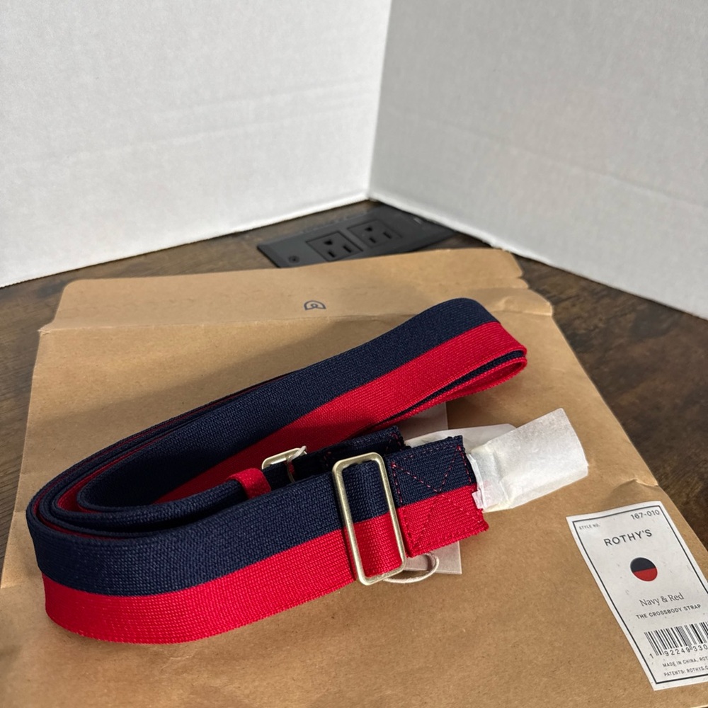NEW Rothy’s The Crossbody Strap Navy and Red Style 167-010